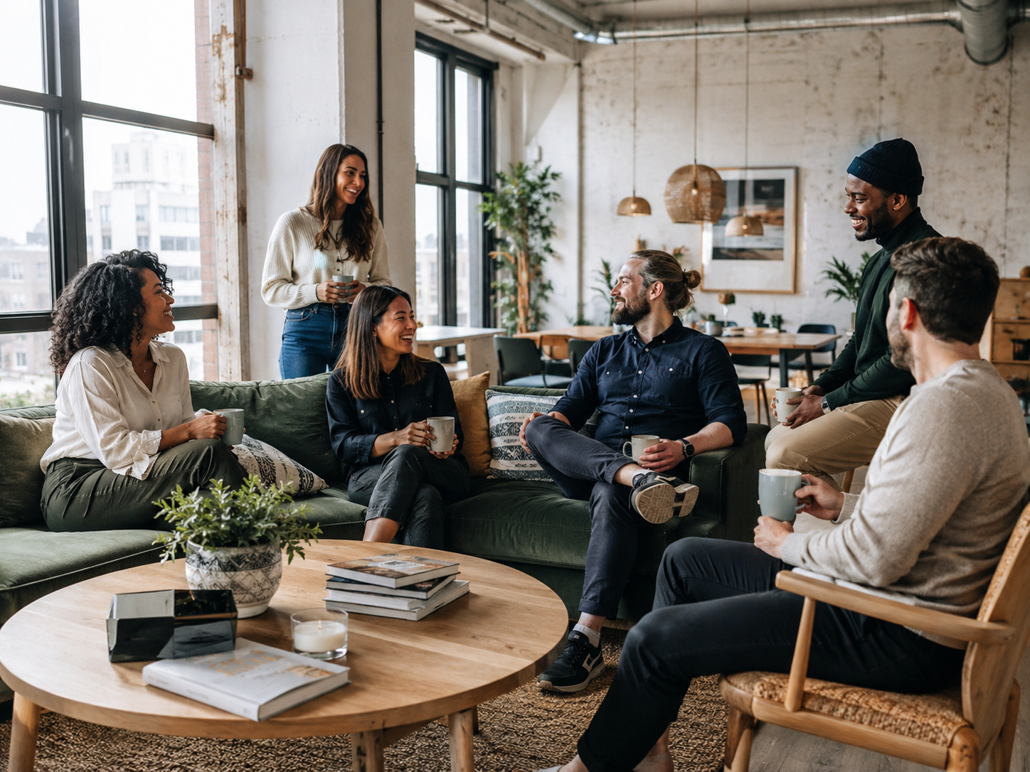 Gruppe von Freunden in einem modernen Loft
